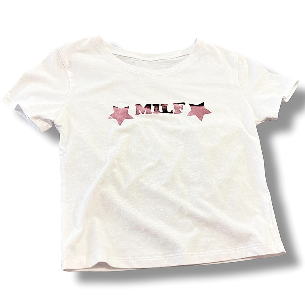 Trendy Women's MILF Crop Top with Pink Star Design